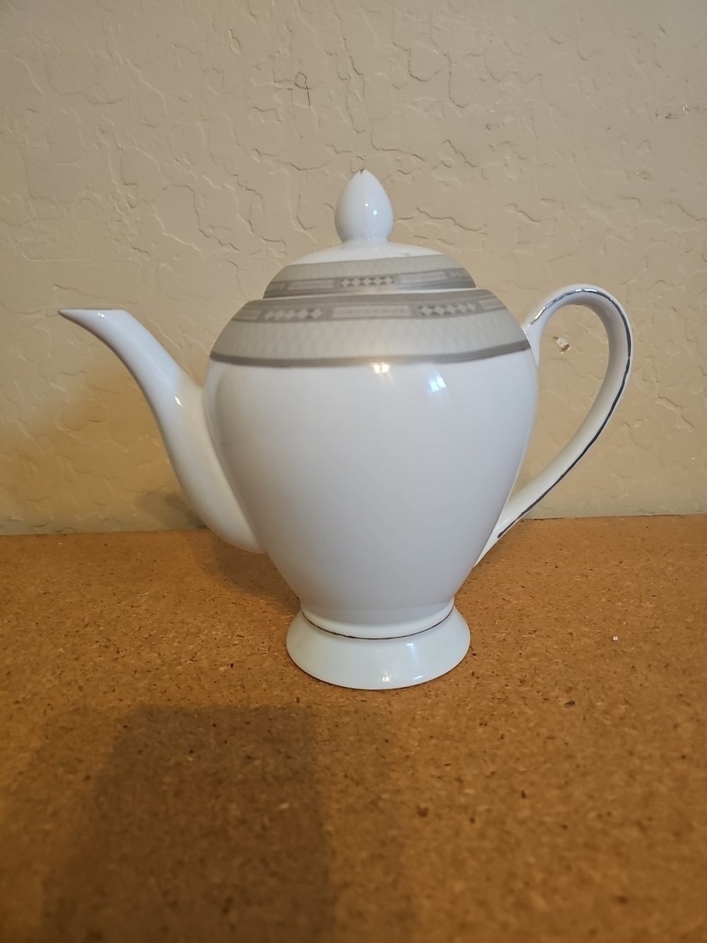 Woods Fine Porcelain White Teacup with Subtle Silver Accent
